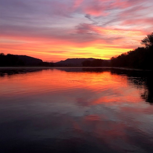 sunset on river